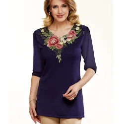 Pull-tunique «broderie & strass»