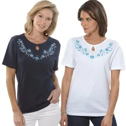 Tee-shirts brodés Myosotis - les 2