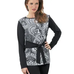 Tunique jacquard ceinturée