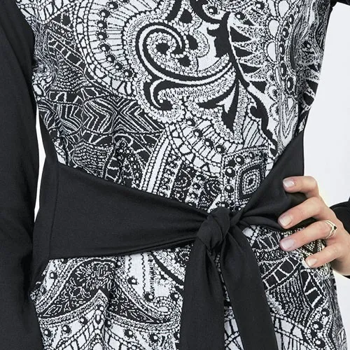 Tunique jacquard ceinturée