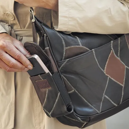 Sac patchwork de cuir ébène