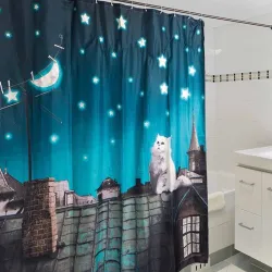Rideau de douche LEDs «Moon Cat»