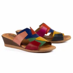 Mules cuir multicolores