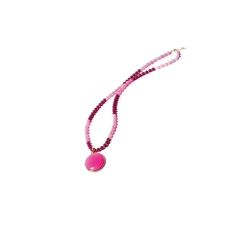 Sautoir agates roses