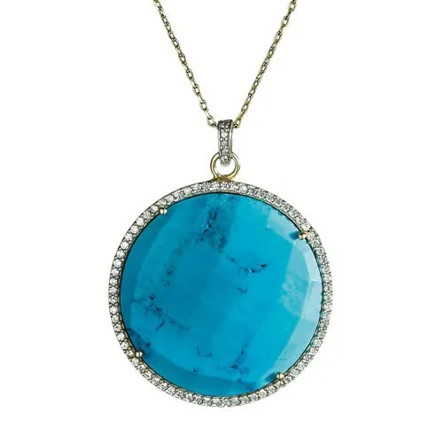 Pendentif turquoise & cristaux