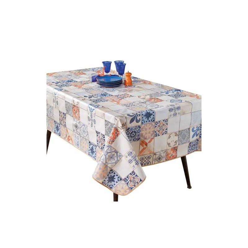 Toile cirée carreaux de ciment rectangle