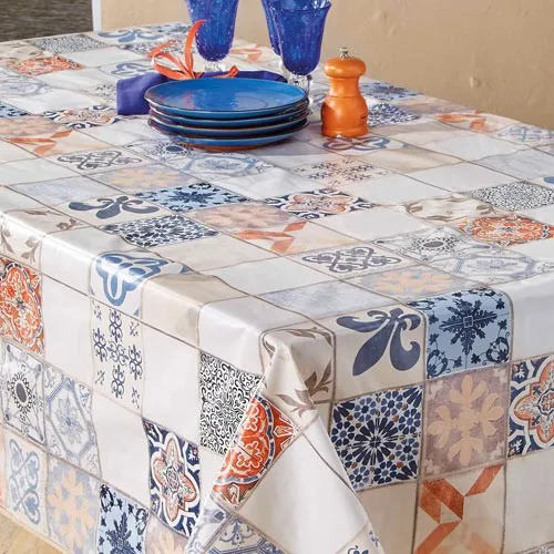 Toile cirée carreaux de ciment rectangle