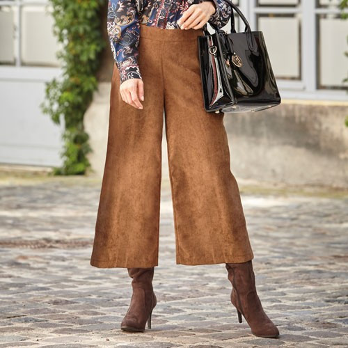 Pantacourt velours Fauve (3)