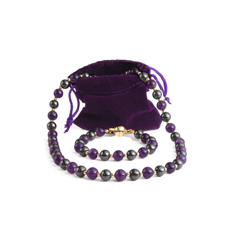 Parure perles améthystes