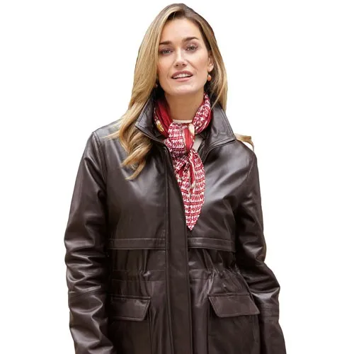 Manteau cuir d’agneau à capuche
