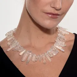 Collier cristaux quartz blanc