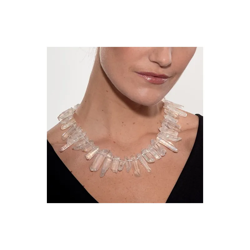 Collier cristaux quartz blanc