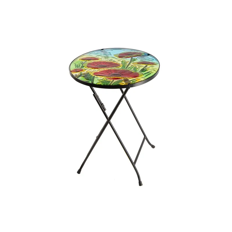 Guéridon en verre  « coquelicot »