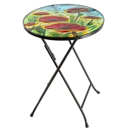 Guéridon en verre  « coquelicot »