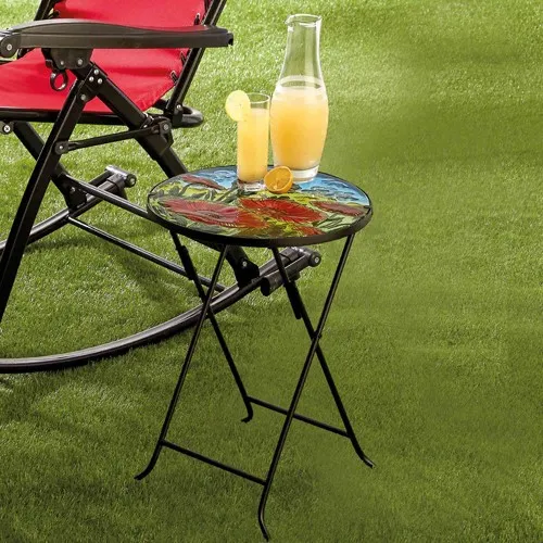 Guéridon en verre  « coquelicot »