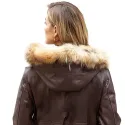 Manteau cuir d’agneau à capuche