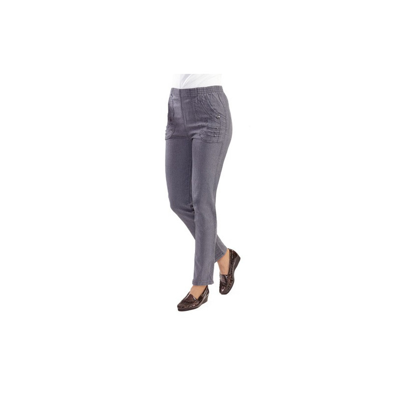 Denim extensible brodé