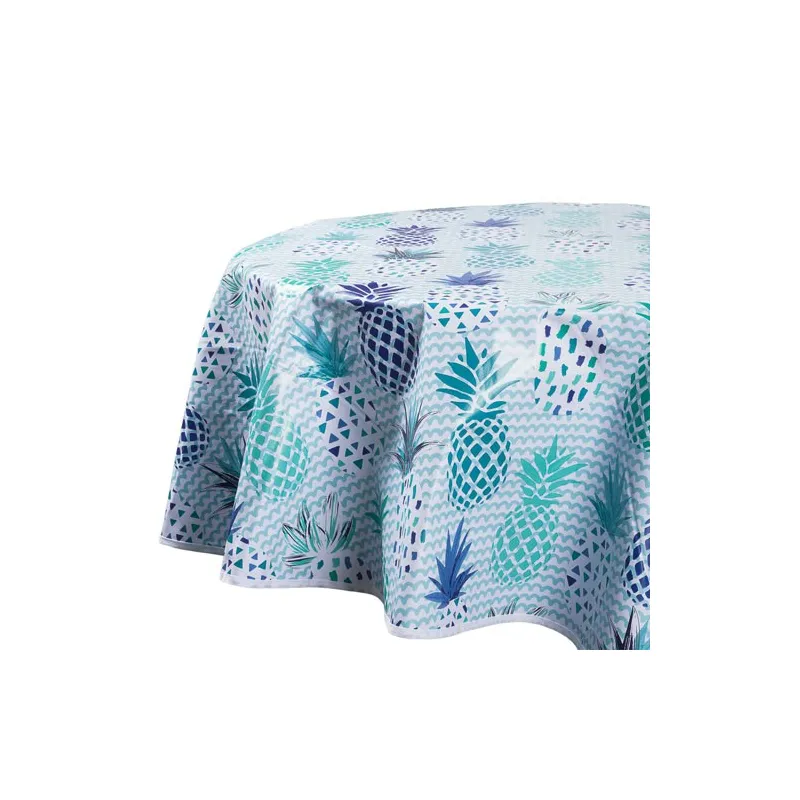 Toile cirée Ananas ronde BlanClarence®