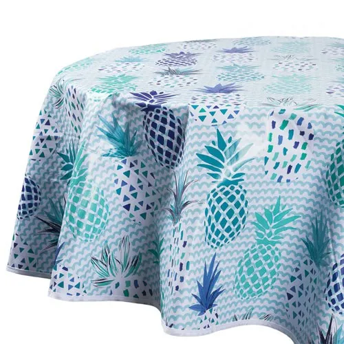 Toile cirée Ananas ronde BlanClarence®