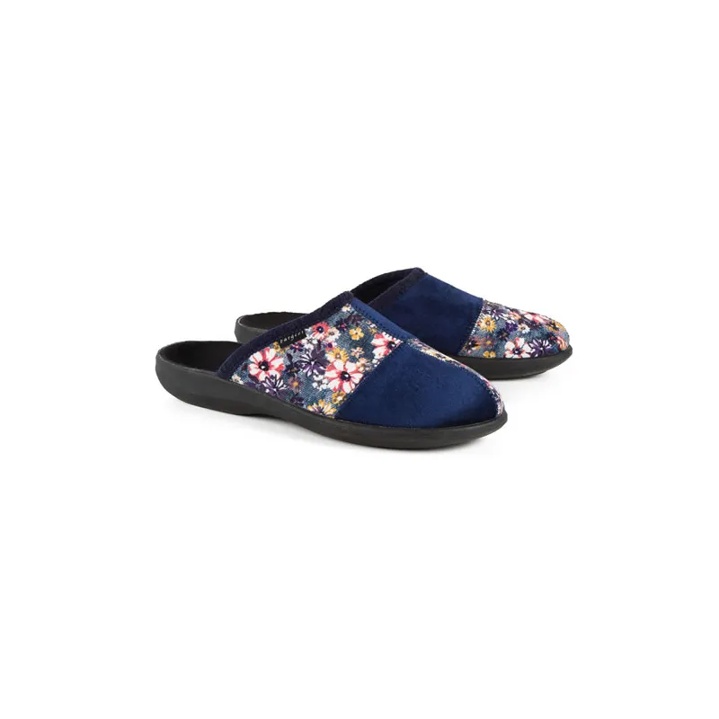 Mules velours Patchwork