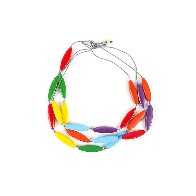 Collier bois multicolore