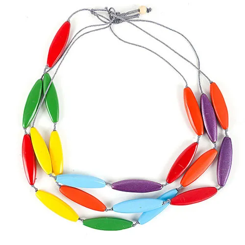 Collier bois multicolore