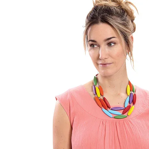 Collier bois multicolore