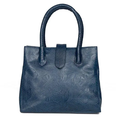 Sac cuir embossé saphir