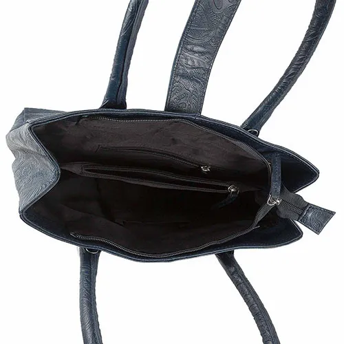 Sac cuir embossé saphir