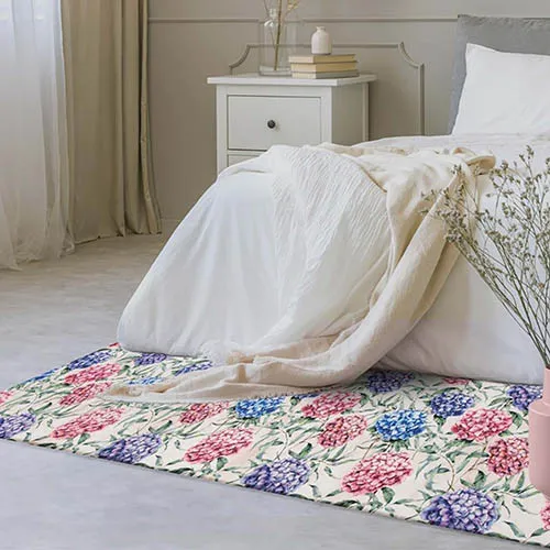 Grand tapis microfibre Hortensias