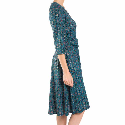 Robe drapée éclat de turquoise (3)