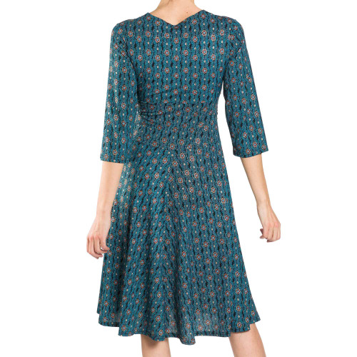 Robe drapée éclat de turquoise (4)