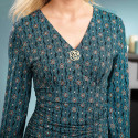 Robe drapée éclat de turquoise (5)