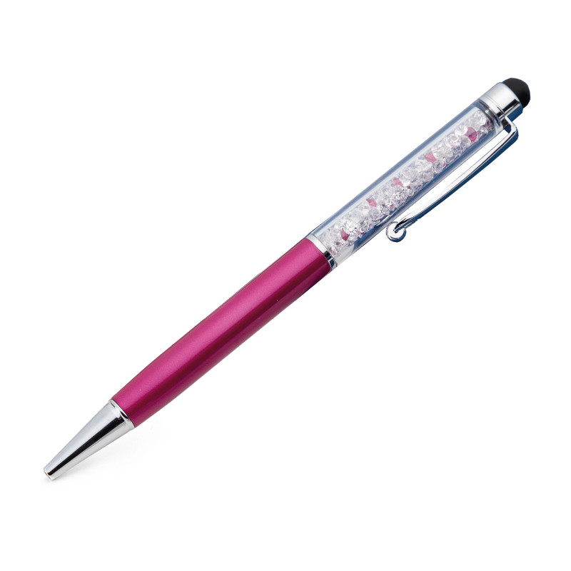 Stylo 2 en 1 cristaux autrichiens fuchsia