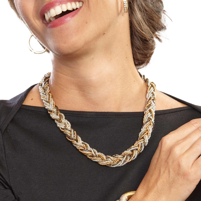 Collier perles tressées