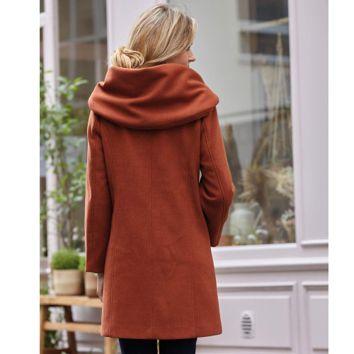 Manteau érable à capuche longueur mi-long