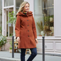 Manteau érable à capuche longueur mi-long
