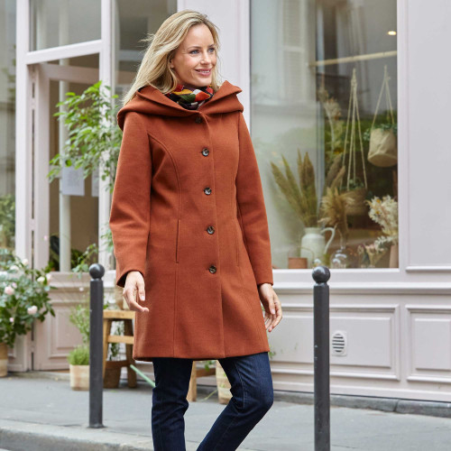 Manteau érable à capuche longueur mi-long