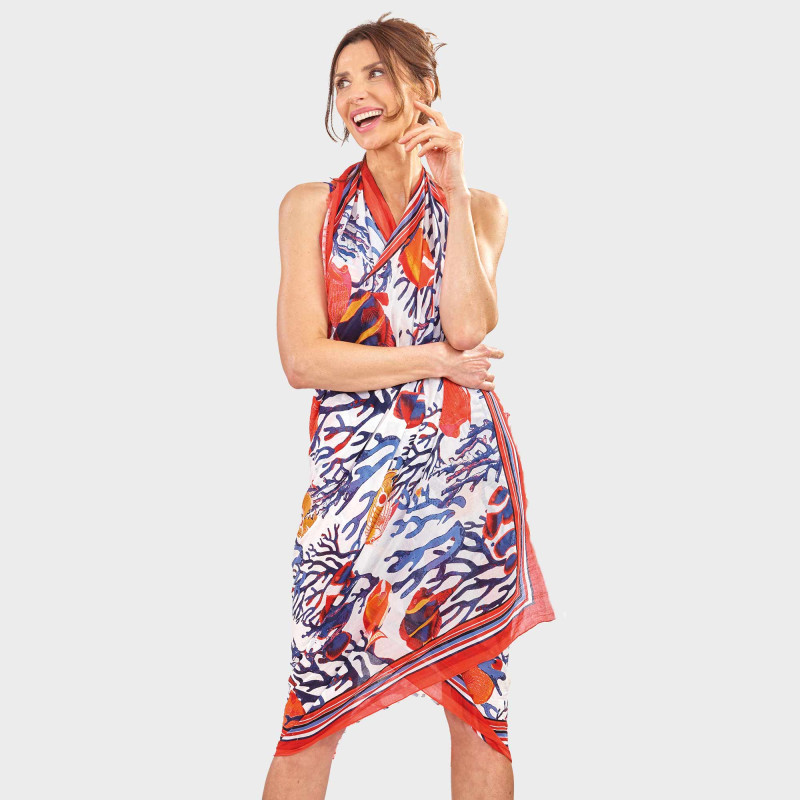 Paréo coton coralien