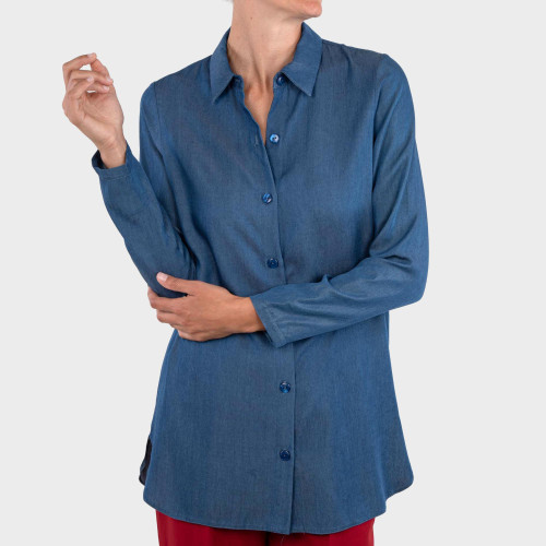 Surchemise infroissable bleu denim