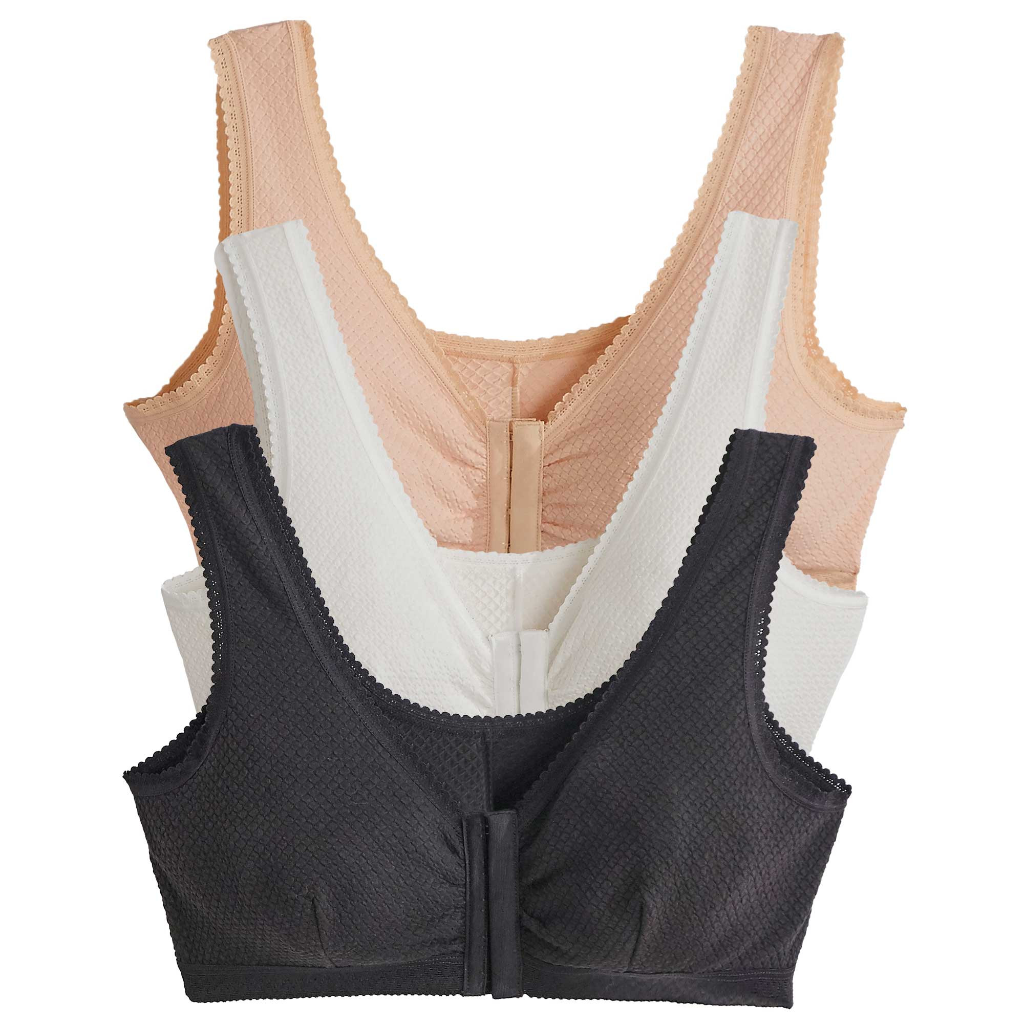Lot De 3 Soutiens-Gorge Ouverture Devant - Sport Et Quotidien - Grandes Tailles - Confort Push-Up