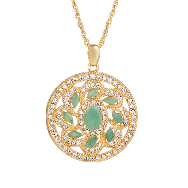 Collier-médaillon Fleur d’émeraudes