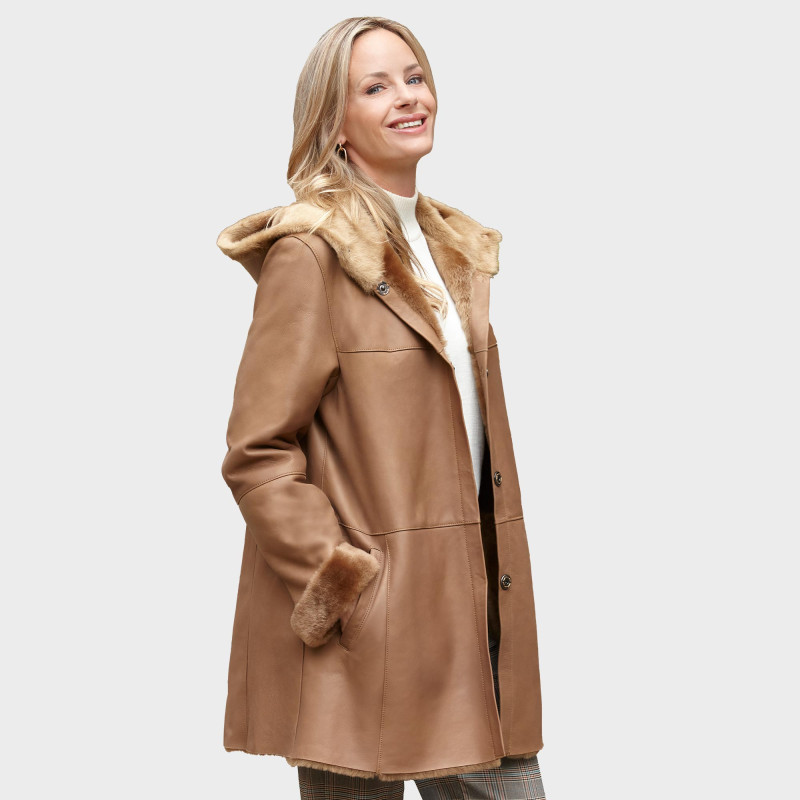 Veste 3/4 peau lainée