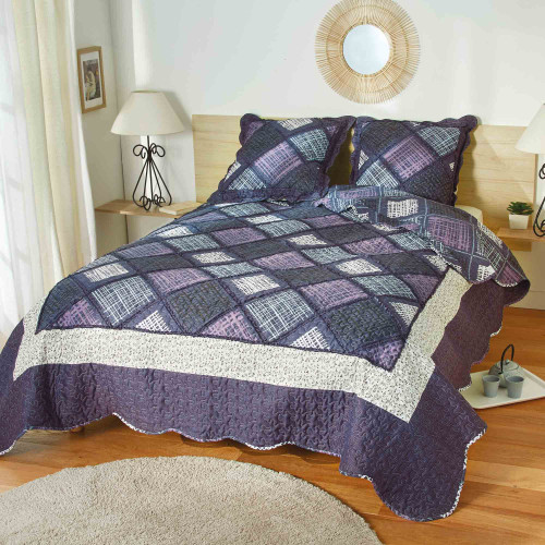 Couvre-lit patchwork + 2 Taies offertes (2)