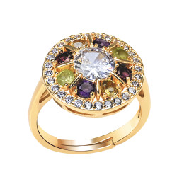 Bague soleil de pierres fines