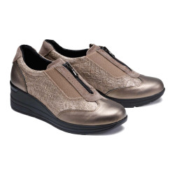Chaussures zippées bronze