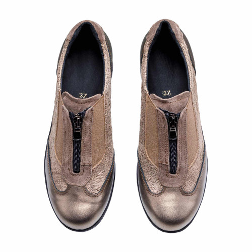 Chaussures zippées bronze