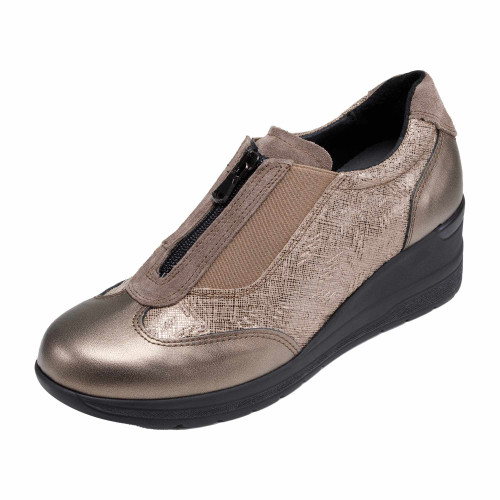 Chaussures zippées bronze