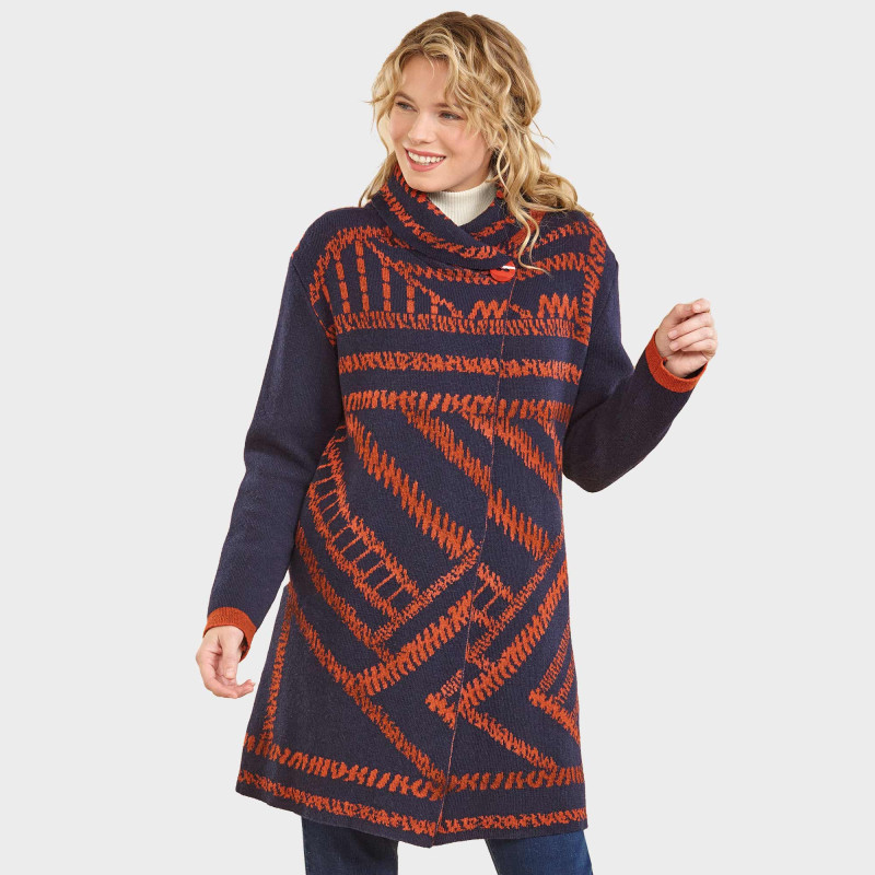 Manteau-cardigan jacquard