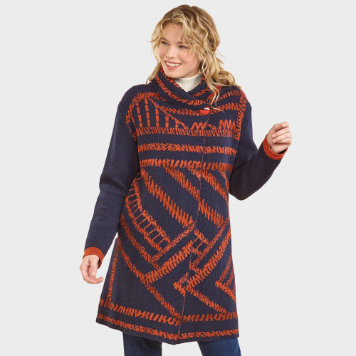 Manteau-cardigan jacquard